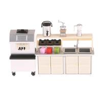 Yhplxyuus Collectible 1/12 Cafe Scene with Beverage Machine & Retail Shelves for Realistic Model Displays Coffee Maker and Sink Bubble Tea Machine Model
