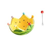 Yhplxyuus Extra Large Watermelon Shaped Serving with 6 Utensils Ceramic Construction Tableware Entertaining Essential Ceramic Watermelon Bowl Set