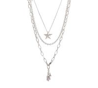 Yhplxyuus Retro Multi-layer Three-Layer Metal Chain Bear Five-Pointed Star Necklace Female Overlapping Sweater Chain Necklace Bear Star Necklaces for Women
