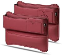 YHQKJ Car Seat Gap Filler Organiser for Toyota Levin 2017-2025, PU Leather Storage Box Front Seat Crevice Bag Multifunctional Interior Accessories,C/Red