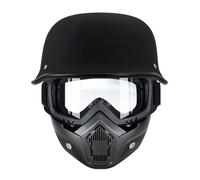 YHQUDGWT Vintage German Style Motorcycle Half Helmet ECE Approved, Retro Open Face Helmets, With Face Shield, For Adults Men Women S-XXXXL