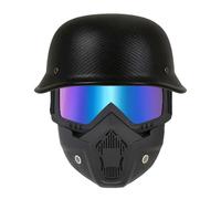 YHQUDGWT Vintage German Style Motorcycle Half Helmet ECE Approved, Retro Open Face Helmets, With Face Shield, For Adults Men Women S-XXXXL