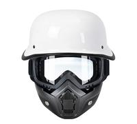 YHQUDGWT Vintage German Style Motorcycle Half Helmet ECE Approved, Retro Open Face Helmets, With Face Shield, For Adults Men Women S-XXXXL