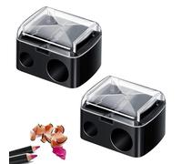 YHQZ 2 Pcs Eyeliner Sharpener, 2 Holes Makeup Sharpener, Eyebrow & Eyeliner Pencil Sharpener, Black, Plastic & Stainless Steel