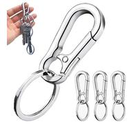 YHQZ 4 Pcs Key Ring Chain Clips Hook Holder Organizer,Carabiner Clip Keyring,Carabiner Keyring,Metal Keychain CarabinerClip,Metal Keychain,Key Ring for Men Women Car Keys Purse Finder(Silver)