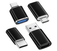 YHQZ 4 Pcs Micro USB to USB C Adapter,USB C to USB 3.0 OTG Adapter,USB C Adapters,usb c adapter,micro usb to usb c Compatible with Laptop,Power,Car,Smartphone,Headphone,Bank,Hubs,Airpods,Mic(Black)