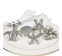 Yhridcaz Assorted Ocean Style Napkin Ring Silver Nautical Serviette Rings for Home Décor Set of 6 Gift Box Packing to Hostess Christening Bangle As Wedding Presents and Baby Presents
