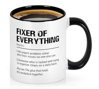 YHRJWN 11 Oz Black Porcelain Fixer of Everything Mug, Boss Mug, Gifts for Boss, Christmas Gifts for Coworkers