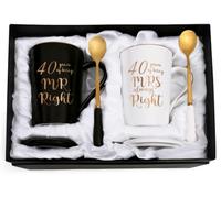 YHRJWN 40th Wedding Gifts, 40 Years of Being Mr & Mrs Always Right Mug Set 14Oz with Lids Spoons and Gift Box, Christmas Anniversary Presents for Parents Couple