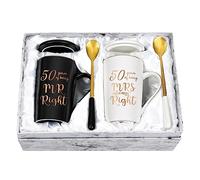 YHRJWN - 50th Wedding Gifts, 50 Years of Being Mr & Mrs Always Right Mug Set, Wedding Gifts Ideas for Parents Couple, 14 Oz with Lids and Gift Box