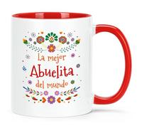 YHRJWN Abuela Gifts, La Mejor Abuelita Del Mundo Coffee Mug, Grandma Gifts, Abuelita Gifts in Spanish for Mothers Day Birthday Christmas, Regalo Para Abuela, Taza Abuelos, 11 Oz, Red&White
