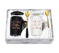 YHRJWN - Engagement Gift, Anniversary Wedding Gifts for Couples, Let's Have Coffee Together Mug Set, Couples Gifts for Birthday Christmas, Mr Mrs Him Her Gifts, 14 Oz with Gift Box