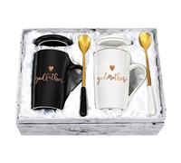 YHRJWN - Godparents Proposal Gift, Godmother Godfather Coffee Mug, God Parents Presents Gifts from Godchild, Godparents Gift for Birthday Christmas Pregnancy Baptism14 Oz with Gift Box Black