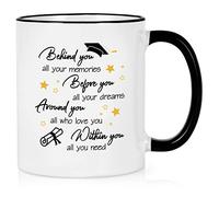 YHRJWN - Graduation Gifts for Her, Behind You All Your Memories Mug, College Masters Degree Grad Gifts, Best Grad Gifts for Friends Sister Girls, Graduates Coffee Cup for Christmas 11 Oz White