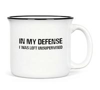 YHRJWN In My Defense I Was Left Unsupervised Mug, Funny Coffee Mug for Men, Coworker, Friend, Sarcastic Gifts for Dad, Husband, Brother, Boyfriend, Novelty Silly Mugs, 15 Oz White