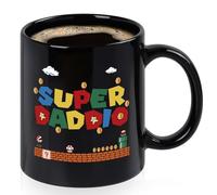 YHRJWN Super Daddio Coffee Mug - 11 Oz Black, Father's Day Gift for Dad