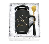 YHRJWN - Taurus Constellation Zodiac Sign Star Coffee Mug, Birthday Gift for Women, Girls, Men, Teens, 12 Horoscope Astrology Lovers, 14 Oz Black (Spoon, Lid, Gift Box)