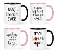 YHRJWN Teacher Appreciation Gifts Bulk, 4 Pcs Teacher Appreciation Gifts, Best Teacher Ever Gifts, Teacher Mug, Teacher Gifts for Women Men, Thank You Teacher Gifts, Christmas Gifts for Teacher, 11 Oz