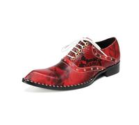 Yhsdfcn Mens Red Floral Dress Shoes Rose Pattern Pointed Toe Studded Oxfords Luxury Wedding Party Stage Shoes Fashion Red Lace Up Derby Footwear,Red,12 UK