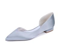 Yhsdfcn Satin D'Orsay Pumps for Women Minimalist Pointed Toe Low Block Heel Plain Wedding Shoes Elegant Office Dress Shoes Modern Daily Wear,Silver,8 UK