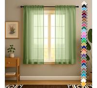 YHSF Sheer Curtains - 2 Panel Set Home Room Decor - Elegant Rod Pocket Solid Voile Drapes for Bedroom/Living Room, Window Treatments, Light Filtering - Set of 2, 54" W x 63" L, Sage Green