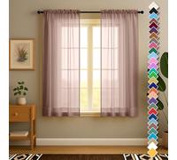 YHSF Sheer Curtains - 2 Panel Set Home Room Decor - Elegant Rod Pocket Solid Voile Drapes for Bedroom/Living Room, Window Treatments, Light Filtering - Set of 2, 54" W x 63" L, Taupe