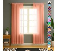 YHSF Sheer Curtains - 2 Panel Set Home Room Decor - Elegant Rod Pocket Solid Voile Drapes for Bedroom/Living Room, Window Treatments, Light Filtering - Set of 2, 54" W x 84" L, Peach