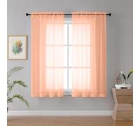 YHSF Sheer Curtains - 2 Panel Set Home Room Decor - Elegant Rod Pocket Solid Voile Drapes for Bedroom/Living Room, Window Treatments, Light Filtering - Set of 2, 54" W x 63" L, Peach