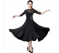 Yhsgscr A,L, Women's Ballroom Dance Dresses Round Neck Waltz Modern Social Dancewear Medium Sleeve Foxtrot Practice Clothing