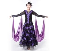 Yhsgscr Adult Ballroom Large A Line Skirt Modern Dance Dress Banquet National Standard Dancewear Tango Outfit for Women,D,S