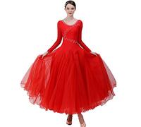 Yhsgscr Adult Ballroom Performance Dress Modern Dancewear for Women Banquet Clothing National Standard Waltz Dance Skirt,B,S