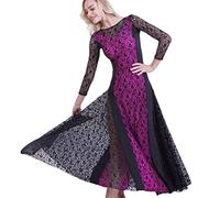 Yhsgscr Ballroom Big Swing Skirt Lace Social Training Outfit Flamenco Dancewear Modern Tango Dancing Clothing for Ladies,D,XL