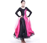 Yhsgscr Ballroom Dancing Competition Large A Line Skirt Party Dress for Women Modern Dance Clothing Banquet Dancewear,Rose Red,XL