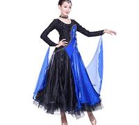 Yhsgscr Ballroom Dancing Competition Large A Line Skirt Party Dress for Women Modern Dance Clothing Banquet Dancewear,Royal Blue,3XL