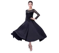 Yhsgscr Ballroom Large A Line Skirt Modern Dance Dress Velvet National Standard Dancewear for Women Banquet Tango Costume,A,L