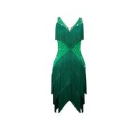 Yhsgscr C,4XS, Women's Latin Dance Dresses Professional Tango Competition Tassel Skirt Cha Cha Performance Costume with Rhinestone