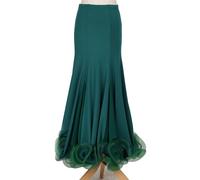 Yhsgscr Latin Practice Skirt Dancing Skirt for Rumba Samba Adult Tango Dancewear Women's Cha Cha Performance Costume,Green,L
