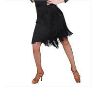 Yhsgscr Layered Tassels Latin Dance Skirt Women's Tango Cha Cha Training Outfit Performance Skirts for Rumba Ballroom Clothing,Black,L