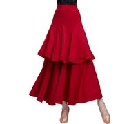 Yhsgscr Womens Ballroom Dance Costume Set Women's Ruffle Sleeve Waltz Tango One Piece Dance Top Social Dancing Skirt,D,XXL