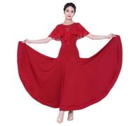 Yhsgscr Women's Ballroom Performance Clothing Tango Training Outfit Waltz Social Dance Big Swing Skirt Smooth Breathable,C,3XL