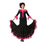 Yhsgscr Women's Ballroom Training Outfit Tango Dancing Skirt Waltz Set Social Practice Suit Flamenco National Standard Outfit,C,XL