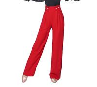 Yhsgscr Women's Latin Dance Pants Tango Performance Pants Adult Cha Cha Dancing Trousers Training Trousers for Rumba Samba,Red,31