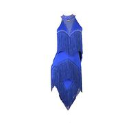 Yhsgscr Women's Latin Dance Professional Competition Skirt Cha Cha Ballroom Dancing Dresses Dancewear for Samba Rumba,Blue,M