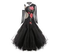 Yhsgscr Women's Professional Ballroom Dancing Dress Tango Modern Dance Competition Clothing Embroidery Waltz Big Swing Skirt,A,XXL