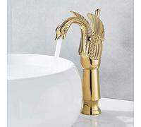 YHSGY Bathroom Sink Taps Bathroom Basin Sink Vessel Tap Tall Body Swan Shape Gold Polished Two Wings Single Lever Spout Luxury Mixer Tap