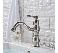 YHSGY Brushed Nickel Bathroom Basin Sink Faucet Deck Mount Single Handle Swivel Spout Washing Basin Taps Antique Bras Basin Mixer Tap
