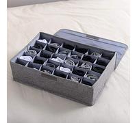 YHSGY Classic Drawer Organiser - 30 Grid Underwear & Accessories Storage Box with Lid - Grey