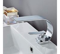 YHSGY Copper Single Hole Dual Handles Hot and Cold Basin Mixer Faucet Waterfall Water Outlet Bathroom Vessel Sink Mixer Taps