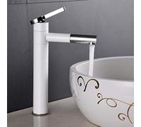 YHSGY Kitchen Taps White Tall Basin Mixer Tap Bathroom Single Handle 360 Swivel Spout Deck Mounted Cold and Hot Basin Faucet Torneira