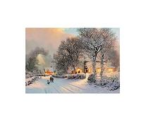YHSGY Winter Landscape Paintings Snow Canvas Prints Christmas Snow Scene.Canvas Wall Art Picture for Living Room Wall Decor 60x85cm(24"x34") Frameless